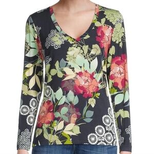 Johnny Was Sierra Favorite Long Sleeve V-meck Top Size Large